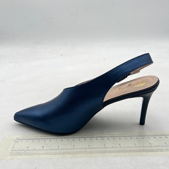 FOWT Blue Two Toned Patchwork Slingback Pumps for Woman Elegant Pointed Toe Shoe - Picture 2 of 8